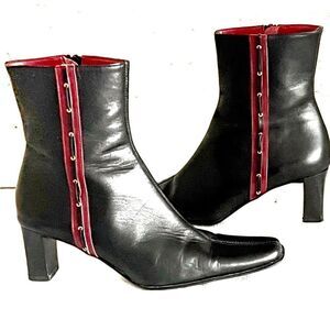 Baldi Butter soft Italian Leather Black Ankle Heel Boots Sz 6.5 B